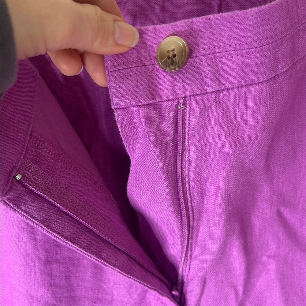 J. JILL LOVE LINEN Wild Orchid Lilac Wide Leg Cropped Pants Size Medium - Picture 7 of 16